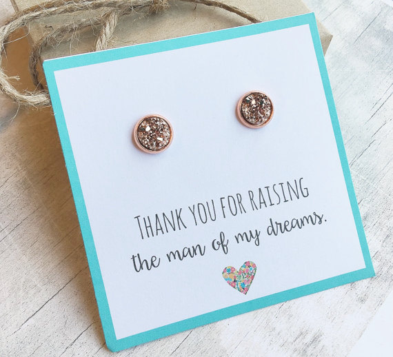 Wedding - Mother of the Groom Gift from Bride - Thank you for Raising the Man of my Dreams - Mother of the Groom Gift - Druzy Earrings