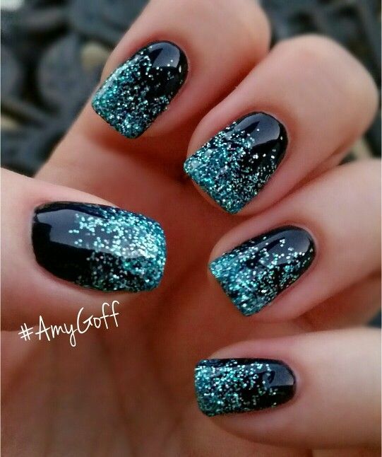 زفاف - Deep Blue glitter Nail