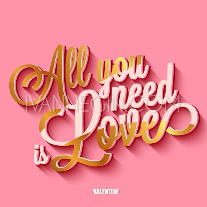 Mariage - All you need is love handwritten typography printable poster, original hand made quote lettering wit - Unique vector illustrations, christmas cards, wedding invitations, images and photos by Ivan Negin