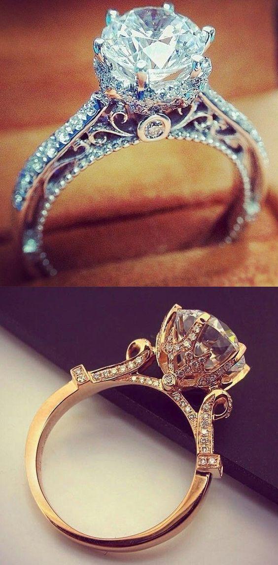 زفاف - Rose Gold And Diamand Engagement Ring Ideas 