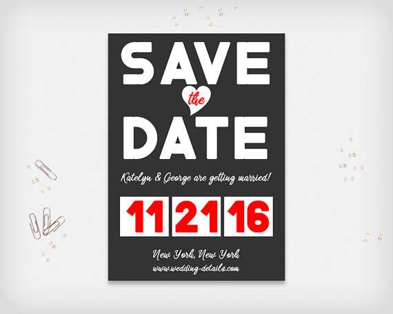 Mariage - Printable Save the Date Card, Wedding Date Announcement Card, Dark Gray or Navy Blue, 5x7" - Digital File, DIY Print