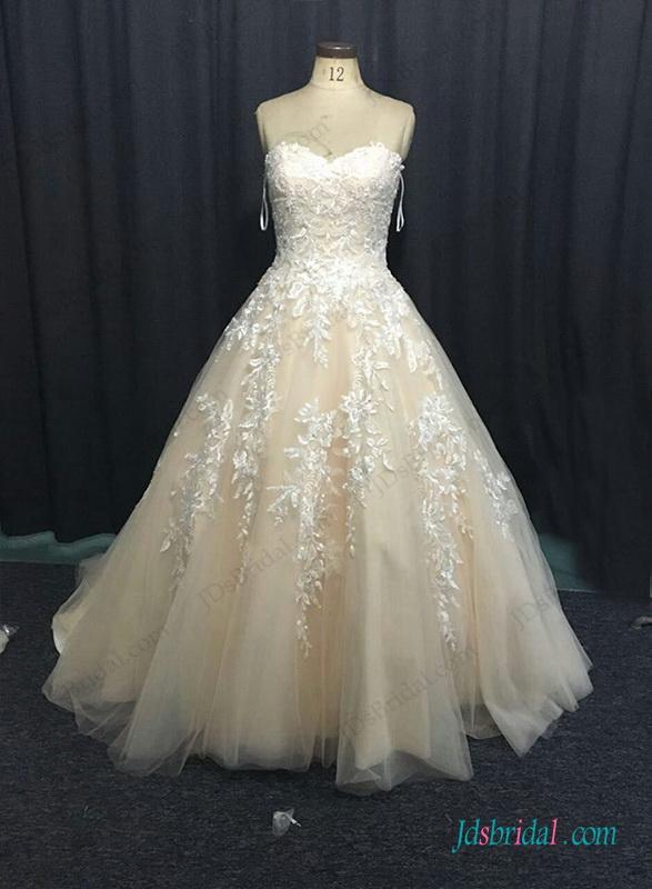 Mariage - Sweetheart neck champagne colored ball gown wedding dress