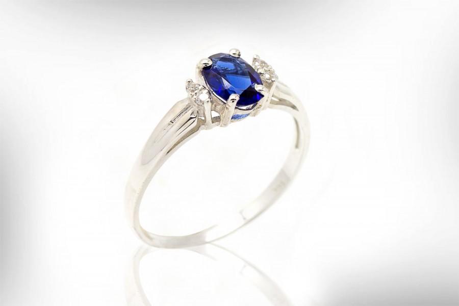 Свадьба - Sapphire Engagement Ring, Birthstone Engagement Ring, Diamond Engagement Ring White Gold, September Birthstone, Promise Rings, Free Shipping