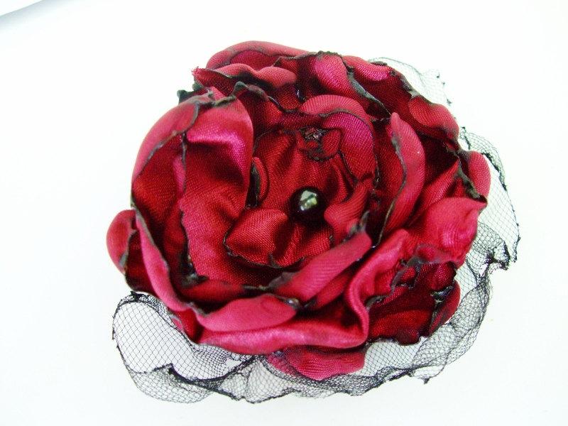 Hochzeit - Wedding Hair Flower, Red Flower Accessory, Maternity Sash, Valentine's Wedding