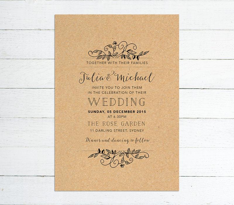 Wedding - Rustic Wedding Invite – Tendrils Printable Wedding Invitation Suite