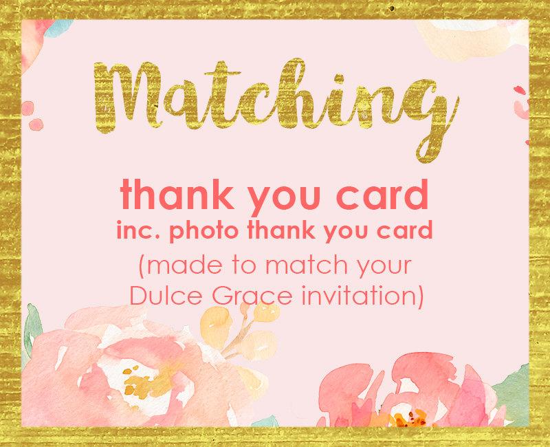 زفاف - thank you card printable, thank you note, made to match any DulceGracePrintables invite