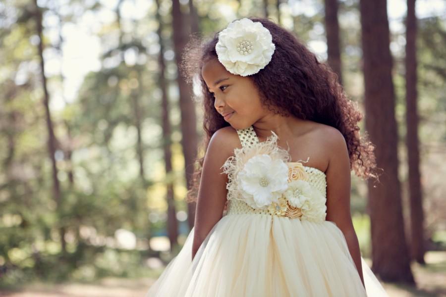 Wedding - Champagne tutu dress- Ivory Flower Girl Dress - Ivory Tutu Dress - Mini Bridesmaid