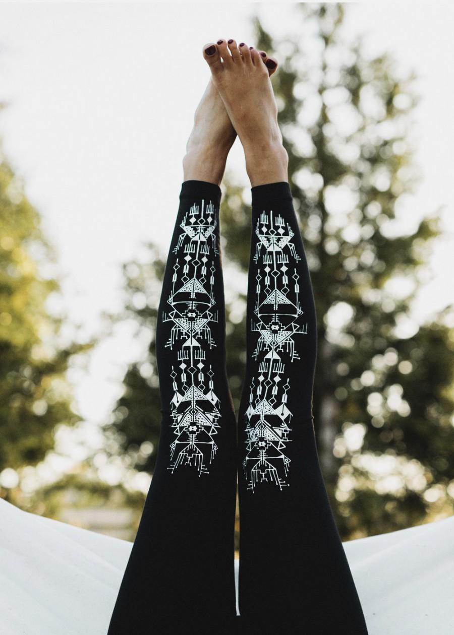 Mariage - Nazca Lines, High Waist Leggings, hand printed legging, gifts for her, wanderlust gifts for the traveler, usa made leggings, by Simka Sol