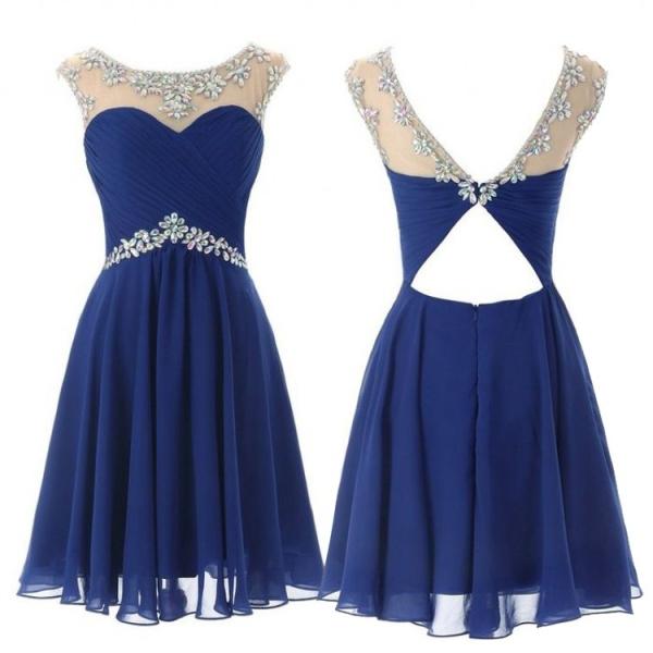 Mariage - Hot Selling Royal Blue Cocktail/Homecoming Dress With Beaded on Luulla
