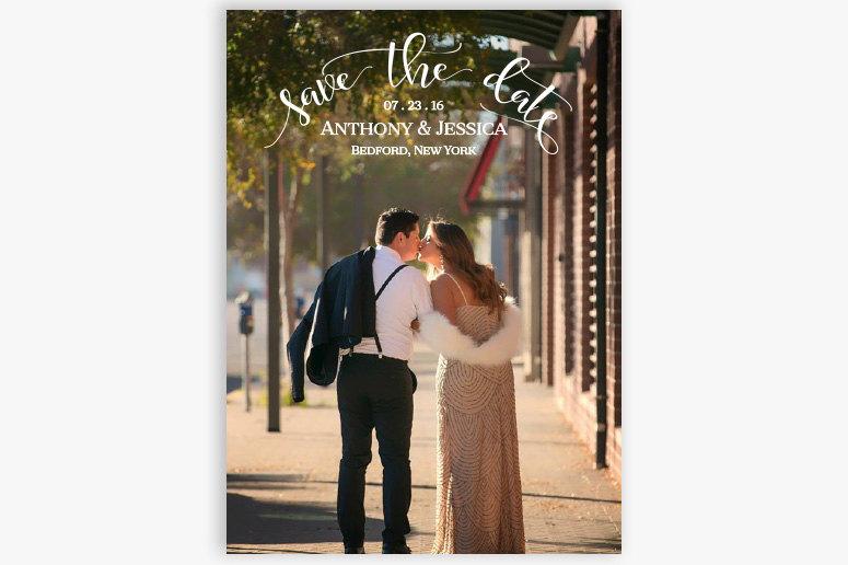Hochzeit - Save-The-Date Photo Announcement, Custom Photo, Printable PDF File, Save the Date Card
