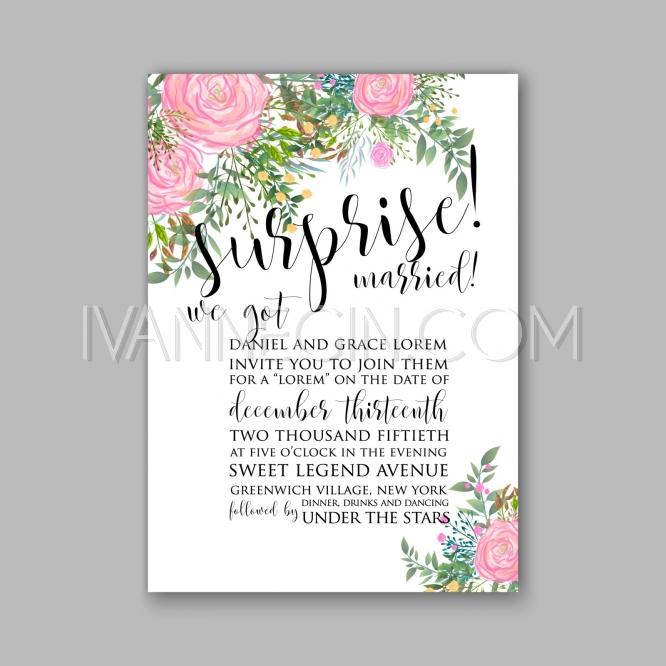 Wedding - Rose wedding invitation printable template with floral wreath or bouquet of rose flower and daisy - Unique vector illustrations, christmas cards, wedding invitations, images and photos by Ivan Negin