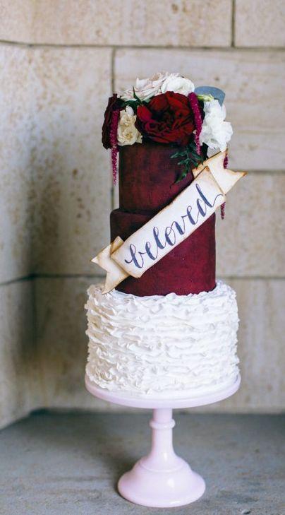 Wedding - Unique Red And White Wedding Cake