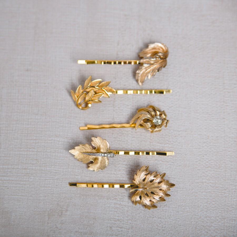 Hochzeit - Gold vintage hair pins - SET of 5