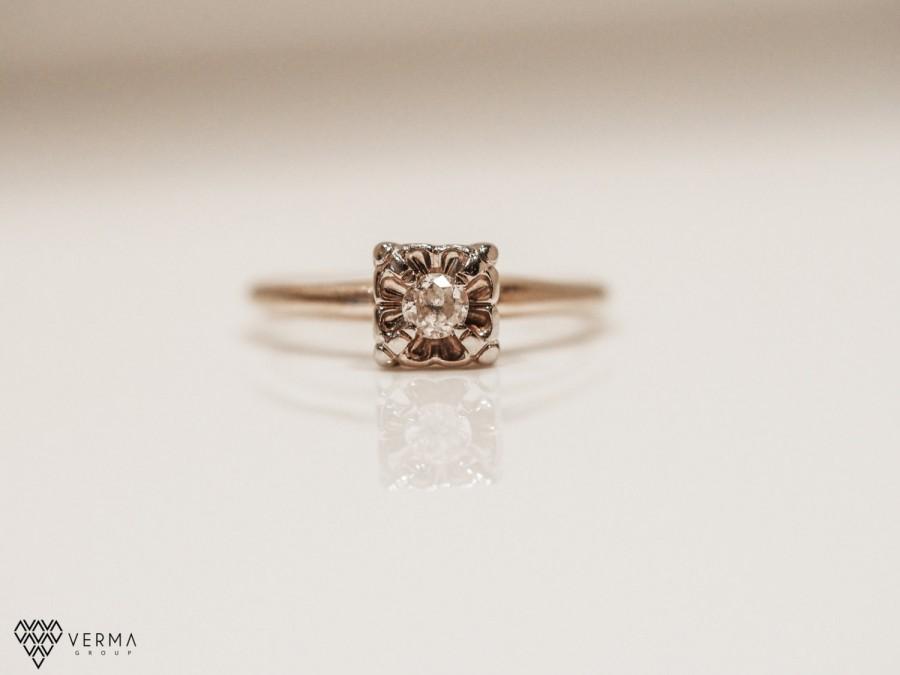 زفاف - Antique Diamond Engagement Ring  VEG 