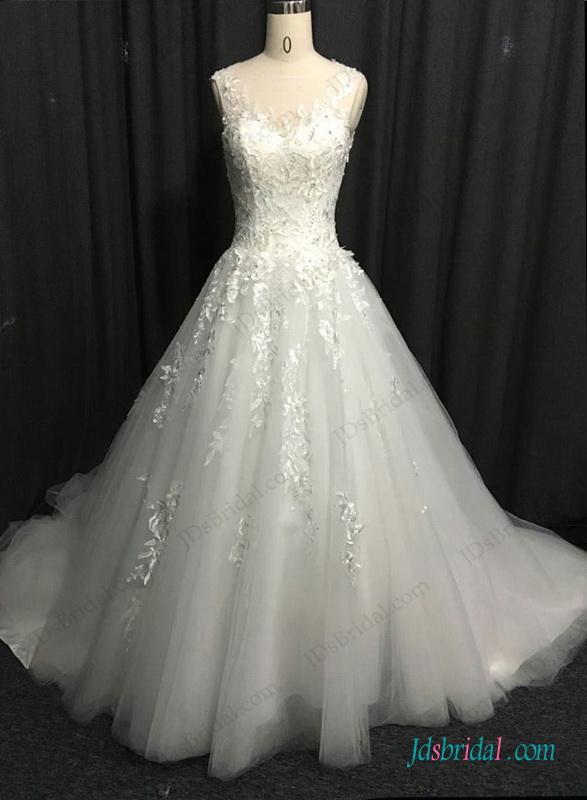 Mariage - Sexy sheer back princess tulle ball gown wedding dress
