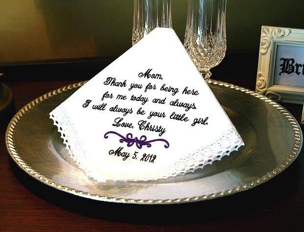 Mariage - Mother of The Bride Handkerchief - Thank you for  Being HERE  for me TODAY and ALWAYS - Always be your Little Girl- Bridal  Hankie - Hanky