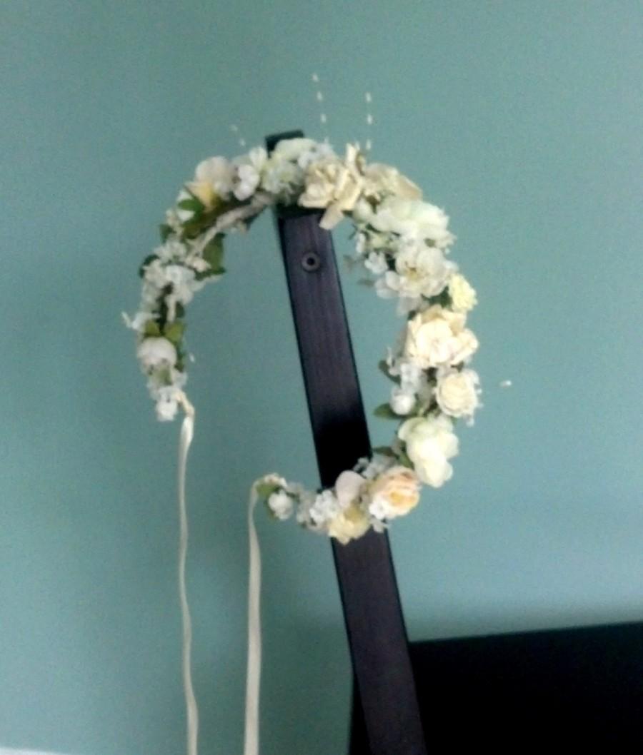 زفاف - Ivory Vintage style Bridal flower crown -Lady Madonna- Custom made to order idea headpiece statement hair wreath Wedding hair accessories