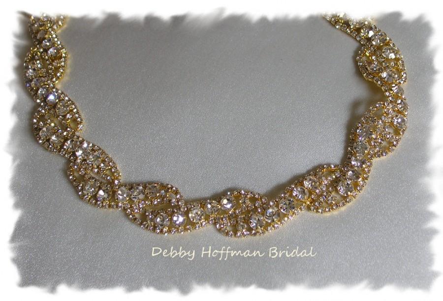 Hochzeit - Gold Jeweled Bridal Headband, Gold Bridal Headpiece, Rhinestone Wedding Headband, Crystal Gold Headpiece, Gold Hair Piece, No. 5050GHB, SALE