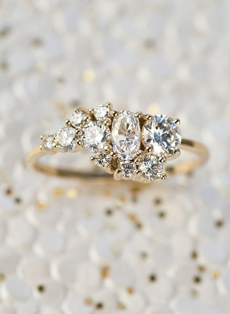 Wedding - A Custom Cluster Ring Comprised Entirely Of Heirloom Diamonds Of Various Cuts An