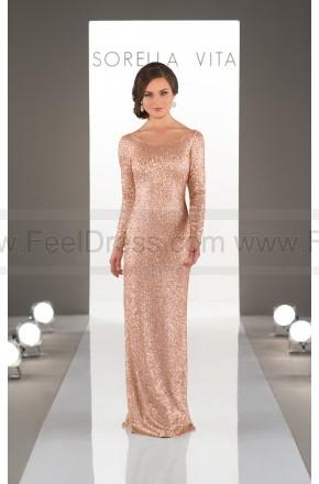 زفاف - Sorella Vita Elegant Long-Sleeved Sequin Bridesmaid Dress Style 8848