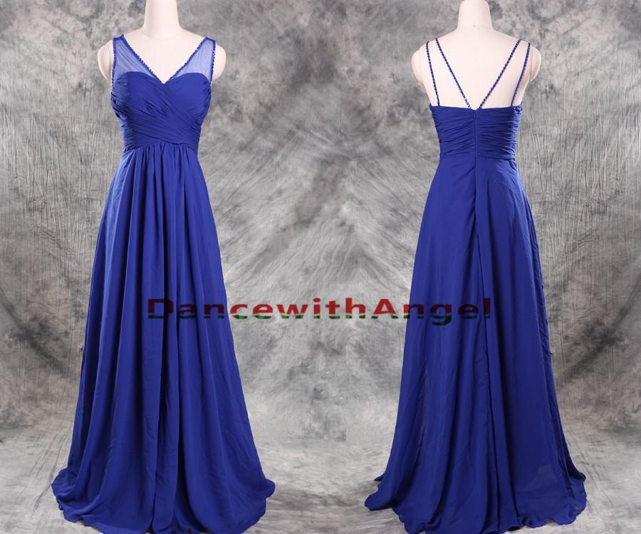 Mariage - Royal blue chiffon long party prom dresses,prom dress,long prom dress,bridesmaid dresses,evening dresses,bridesmaid dress,evening dress