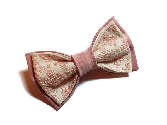 Wedding - Mauve wedding bow tie Embroidered bowtie for groom Necktie mauve suit wedding mauve wedding gift bestman gifts for groomsmen gift ringbearer