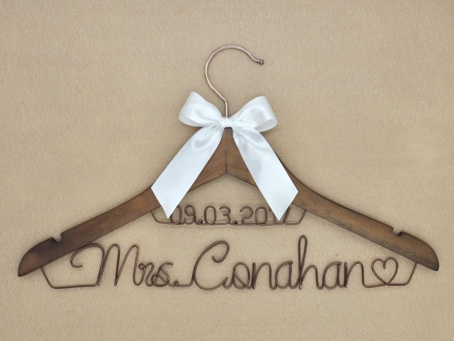 Hochzeit - Two Lines Wedding Hanger,Personalized Custom Bridal Hanger,Brides Hanger,Personalized Bridal gifts,Wedding Hanger,