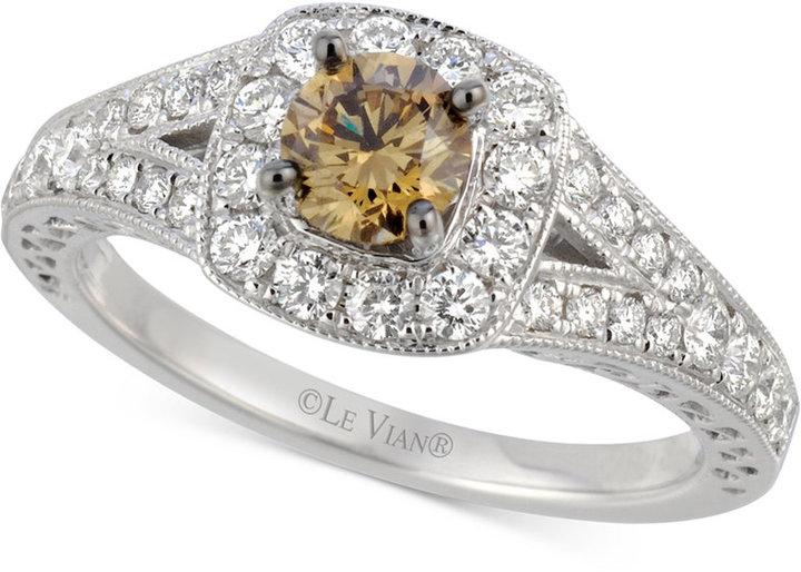 Hochzeit - Le Vian® Bridal Diamond Engagement Ring (9/10 ct. t.w.) in 14k White Gold