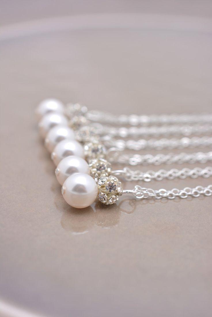 زفاف - Pearl And Rhinestone Necklace