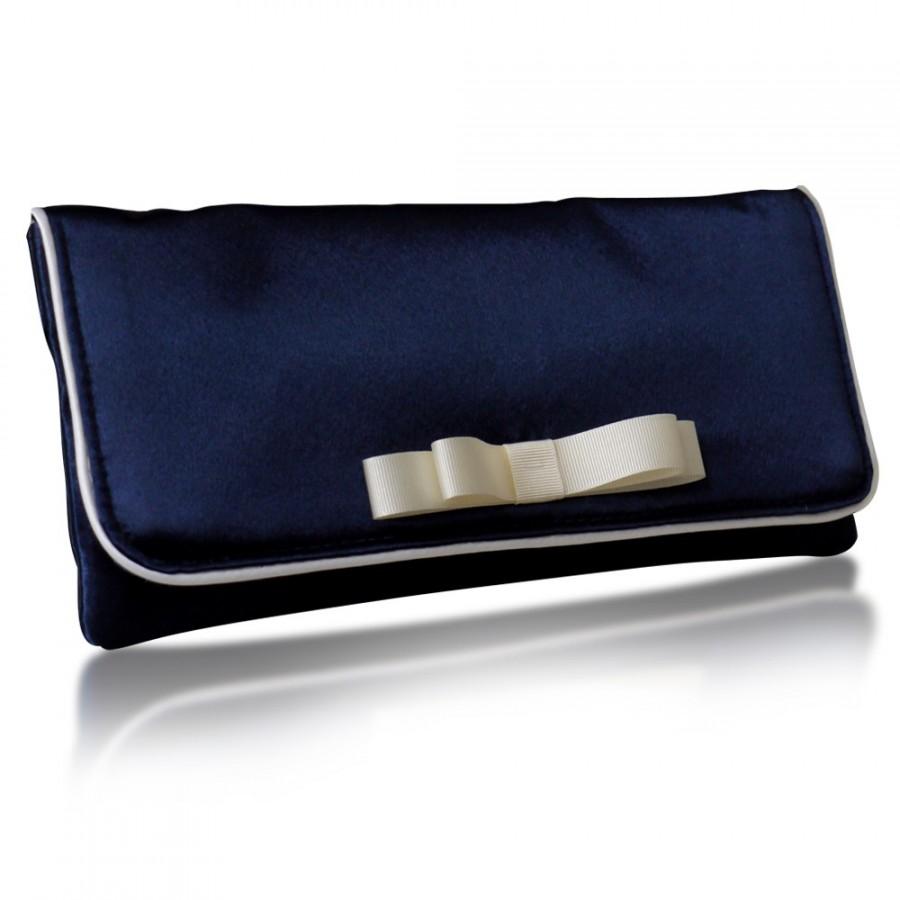 Hochzeit - Navy satin Darcy clutch purse
