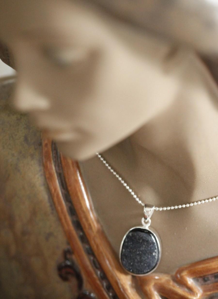 Mariage - New year Sale Druzy pendant,Silver pendant, Druzy necklace, black druzy, Druzy Jewelry, Silver Druzy, Sterling Silver Chain
