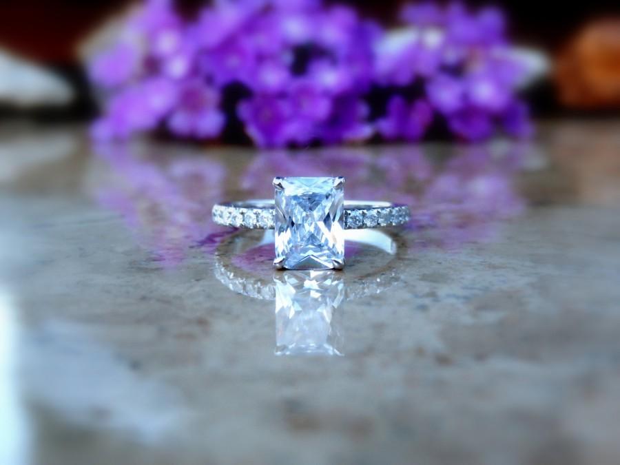 Hochzeit - Radiant Cut Diamond Ring, Engagement Ring, 14kt Gold Ring, CUSTOM ORDER LISTING