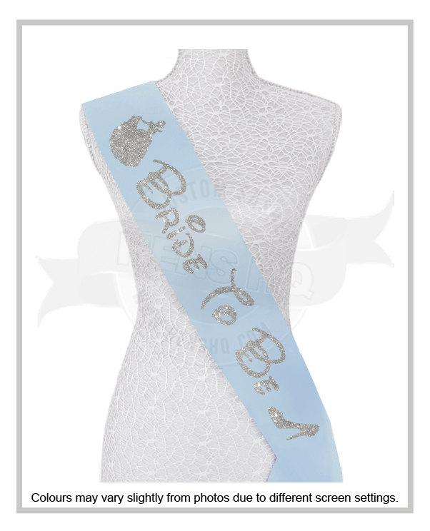 Mariage - Disney inspired bachelorette sash with 2 glitter images- glitter wording - any wording- Bride, Bridesmaid etc., sash color & glitter color!