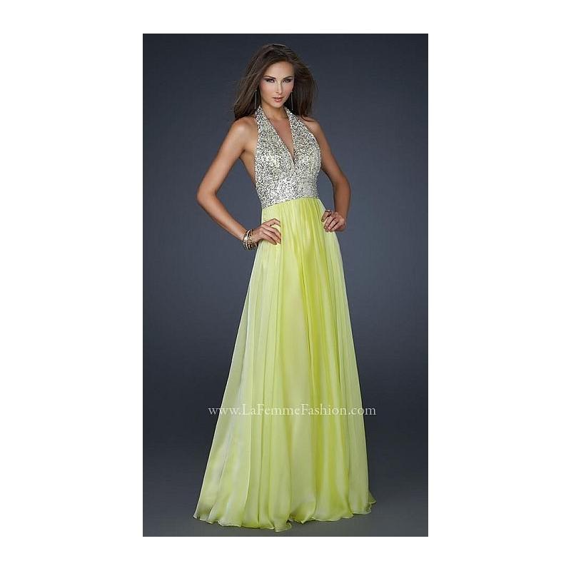 Hochzeit - La Femme Sexy Sequin Chiffon Halter Prom Dress 17578 - Brand Prom Dresses