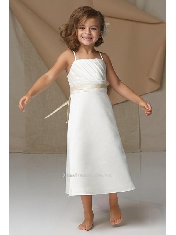 Wedding - A-Line Spaghetti Strap Satin Flower Girl DressSKU: FBG0053-G - Cmdress.co.nz