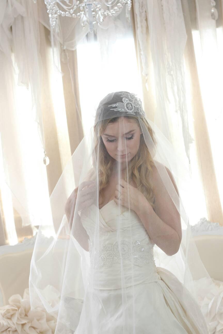 Hochzeit - Custom Style 200 Handcrafted Art Deco Style Lace Applique Bridal Veil Headband