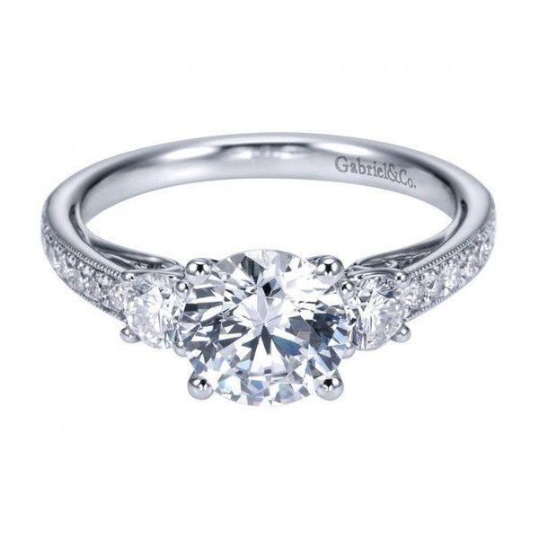 Hochzeit - 1.75cttw 3-Stone Plus Trellis Diamond Engagement Ring With Bead Set Side Diamonds