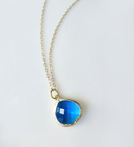 زفاف - Simple Sapphire Necklace - Royal Blue Sapphire Necklace