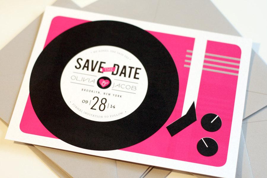 Hochzeit - Record Player Save the Date - Vinyl - Music Lovers - Vintage Music - Hipster Wedding - Printable