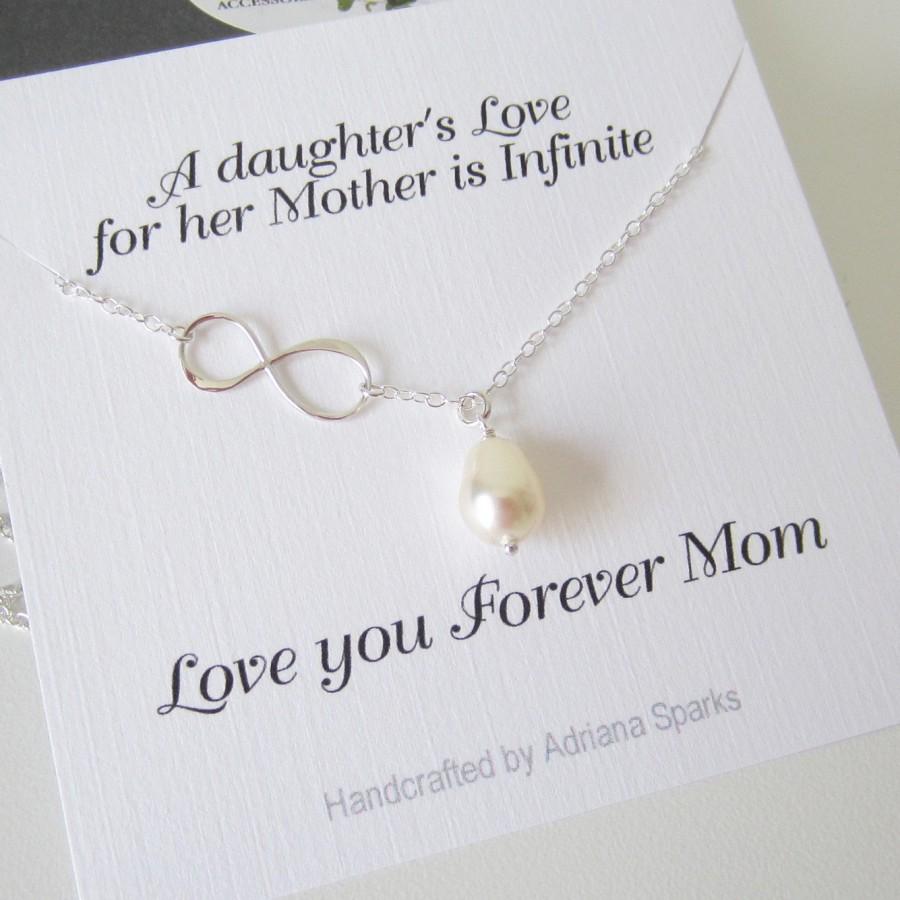 زفاف - Mother of the Bride Infinity Lariat Necklace, Personalized mothers gifts, Thank you Mom card, gift for mother of the bride, Mother Gift