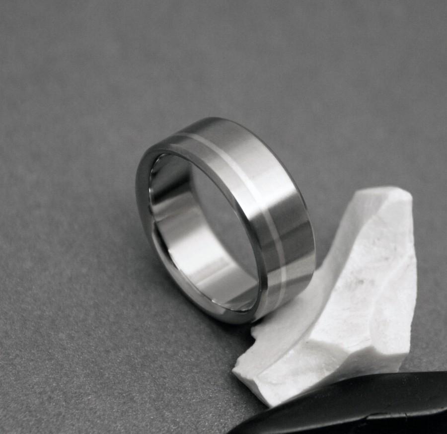 Mariage - Silver Titanium Ring, Mens Titanium Band, Womens Ring, Sterling Silver Ring, Wedding Band, Promise Ring, Custom Engraved, Mens Silver Band