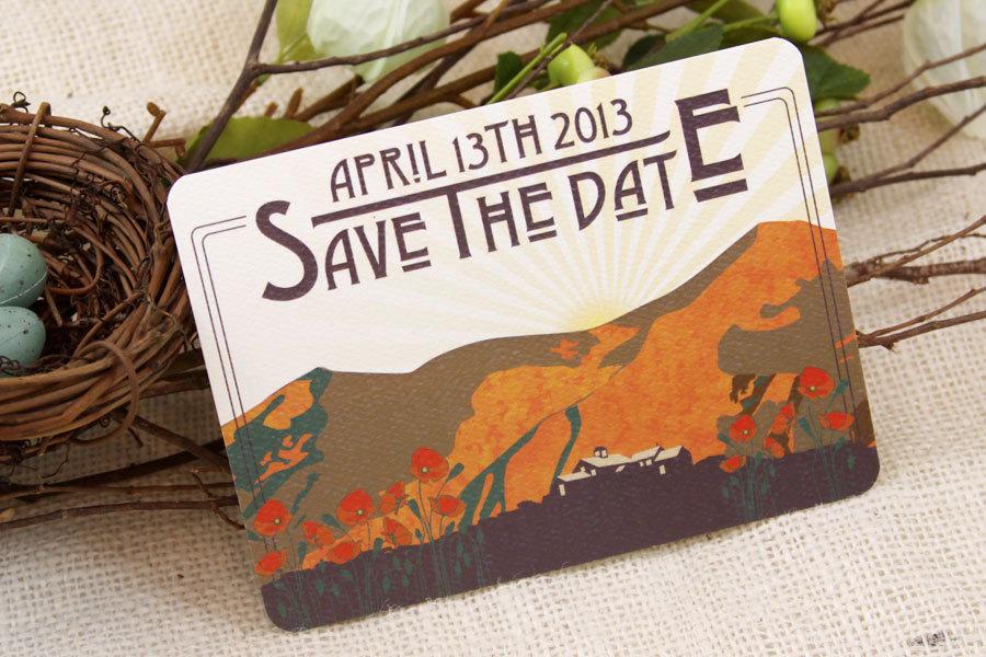 Hochzeit - Poppy Flowers (Figueora) Mountain Craftsman Save The Date Postcard: Get Started Deposit or DIY Payment