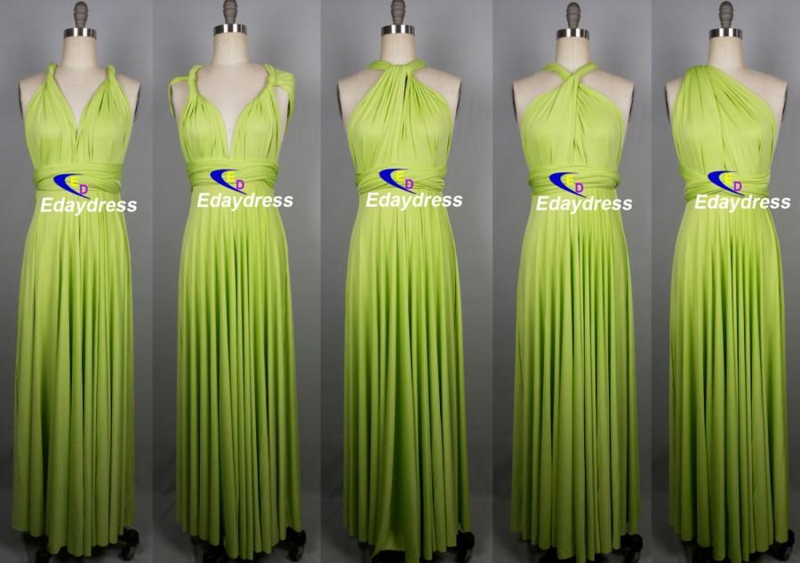 Hochzeit - Maxi Full Length Bridesmaid Infinity Convertible Wrap Dress Apple Green Lime Green Multiway Long Dresses Party Evening Any Occasion Dresses