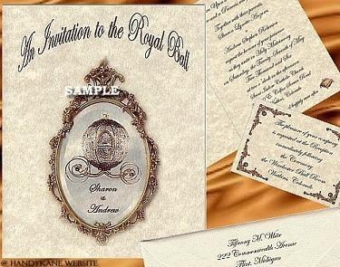 زفاف - Regal Cinderella fairy tale favors Quinceanera Wedding Invites, birthday, sweet 16, anniversary, Invitations and Reception Cards qty 50