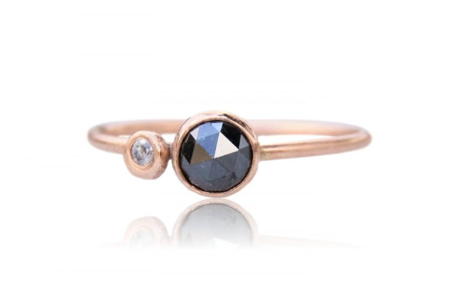 زفاف - Rose cut Diamond Ring // Rose Gold // Black diamond ring // engagement ring // gift for her // eco friendly gold // conflict free diamonds