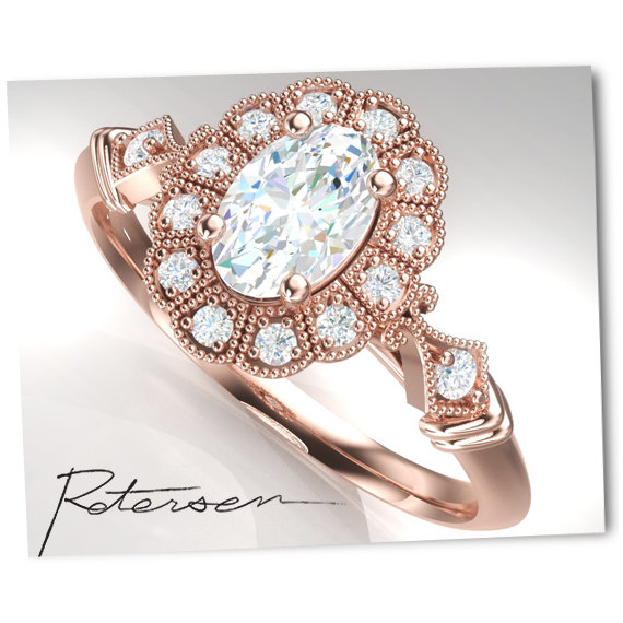 Mariage - Vintage Art Deco Ring - Promise Ring - Vintage Ring - Rose Gold Engagement Ring - Wedding Ring - Sterling Silver