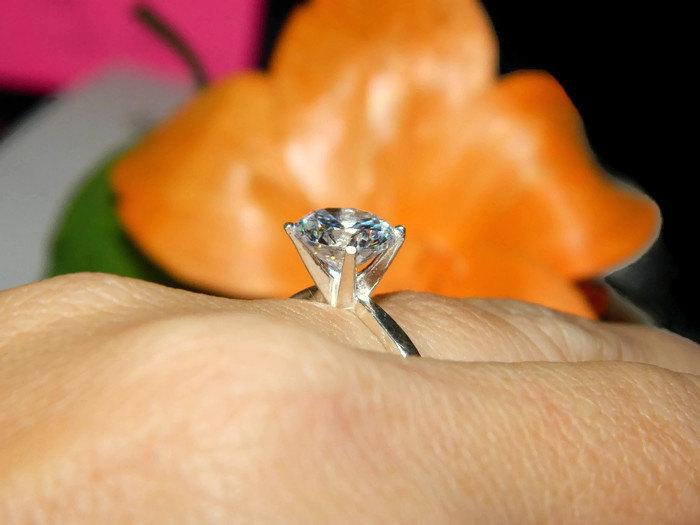 Hochzeit - Engagement Ring, Solitaire Ring, 3.75 Carat Ring, Diamond Simulant Ring