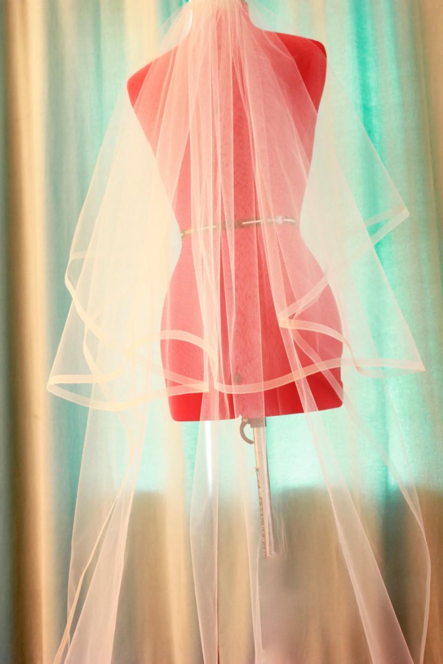 Свадьба - HorseHair Wedding Veils, 1/2 Inch Horsehair Veil, Cathedral Veil, Satin Edge Veil, Pink Veil, Blusher Veil, Veil, Ivory Veil handmade in USA