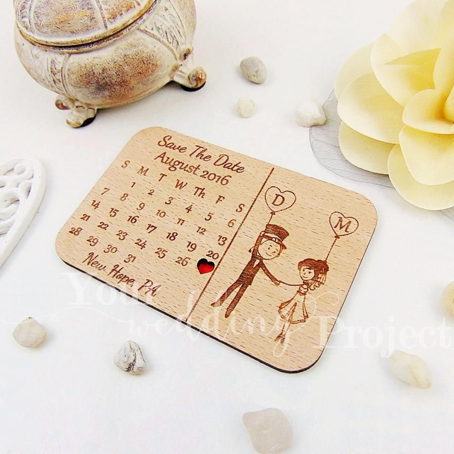Mariage - Calendar Save the Date Magnet, Custom Engraved Save the Date, Wood Save the Date, Rustic Save the Date, Wedding Favors, Wedding Invitations