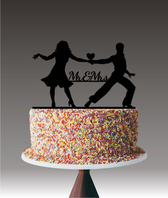 زفاف - Unique Wedding Cake Topper, Dancing Couple Mr and Mrs Cake Topper for Wedding, Modern Cake Topper, Heart Cake Topper, Cake Decor YTD1022